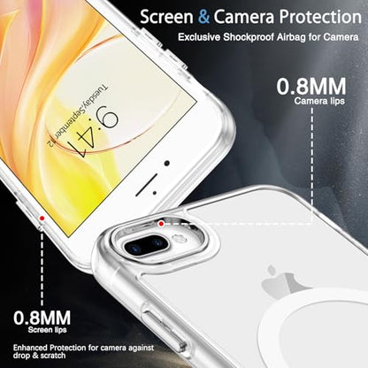 DUEDUE for iPhone 8 Plus Case, iPhone 7 Plus Case Magnetic[Compatible with Magsafe], Translucent Matte Back Protective Cover Shockproof Phone Case for iPhone 7 Plus/8 Plus, White - color: White