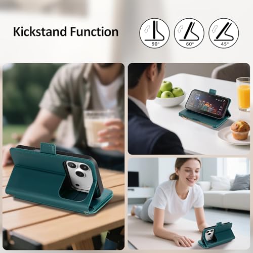Antsturdy Compatible with MagSafe iPhone 17 Pro Max Wallet Case,Indigo Blue | Detachable Magnetic Credit Card Holder,RFID Blocking,PU Leather Zipper Purse,Wrist Strap Kickstand,Flip Phone Cover for Women - color: (Detachable with Magsafe)-Indigo Blue