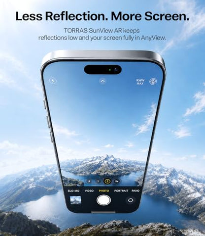 TORRAS SunView AR for iPhone 17 Pro Max Screen Protector, 6.9", 2-Pack | Anti-Reflective, Anti-Glare, Sunlight Use, Borderless Full Coverage, Military-Grade 9H Tempered Glass, For Bright-Light - size: iPhone 17 Pro Max（6.9 inch）
