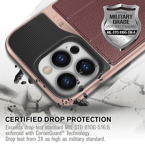 VENA vCommute iPhone 15 Pro Max Wallet Case, Red | Military-Grade Drop Protection, Premium Leather Magnetic Flap Cover, Hidden Card Holder, RFID Blocking, Multi-Angle Kickstand - color: Classic - Red, size: iPhone 15 Pro Max