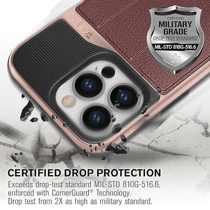 VENA vCommute iPhone 15 Pro Max Wallet Case, Red | Military-Grade Drop Protection, Premium Leather Magnetic Flap Cover, Hidden Card Holder, RFID Blocking, Multi-Angle Kickstand - color: Classic - Red, size: iPhone 15 Pro Max
