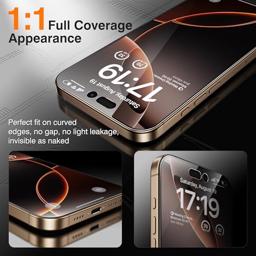 EZ-GLAZ-4+2 Pack for iPhone 16 Pro Max Privacy Screen Protector (6.9") - size: iPhone 16 Pro Max