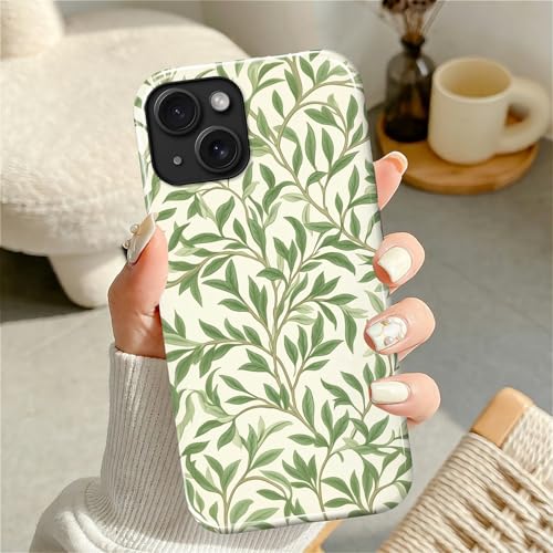 Case for iPhone 14 Plus, Shockproof Hybrid Protective Phone Case, Dual-Layer Drop Protection Anti-Scratch, Green Leaves - color: Green Leaves, size: iPhone 14 Plus
