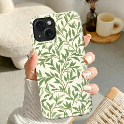 Case for iPhone 14 Plus, Shockproof Hybrid Protective Phone Case, Dual-Layer Drop Protection Anti-Scratch, Green Leaves - color: Green Leaves, size: iPhone 14 Plus