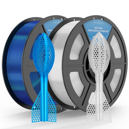 iSANMATE 95A TPU Filament Bundle 1.75mm, Clear Blue & Clear, 1kg*2 | High Speed HS / HF; Flexible TPU 95A; 3D Printer Filament for FDM 3D Printers; 1kg/2.2lbs; 50-100mm/s - color: Clear Blue & Clear, size: TPU-HS-95A