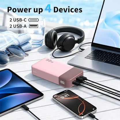 NOBIS 90W Portable Charger 20000mAh Laptop Power Bank Fast Charging - color: Pink