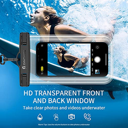 SYNCWIRE Waterproof Smartphone Pouch [Pack of 2], IPX8 Touch Sensitive Waterproof Bag for Phone iPhone 13 Pro Max, 12, 11 Pro, XS Max, XR, XS, X,7 8, Samsung S21/S20/S10, Huawei P30 Pro - 7 Inch - color: Transparent + Black