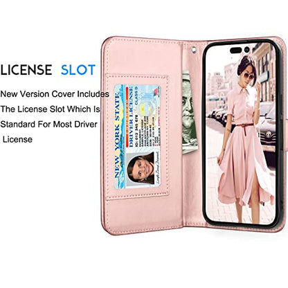 Tekcoo Wallet Case Compatible with iPhone 14 Pro (6.1 inch) 2022 Luxury ID Cash Credit Card Slots Holder Carrying Pouch Folio Flip PU Leather Cover [Detachable Magnetic Case] - Marble
