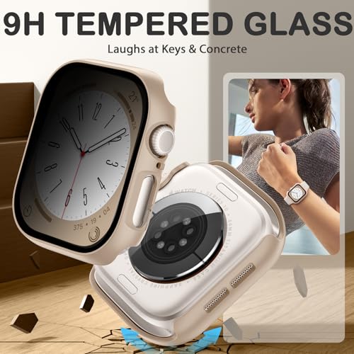 Adorve Privacy Case for Apple Watch Series 10 42mm Screen Protector, Anti-Spy Cover for iWatch Series 11 10 42 mm, 8 Pack, Black Clear Pink Starlight Rose Pink Pine Green Milk Tea Smoke Violet - size: 42mm for Series 11/10