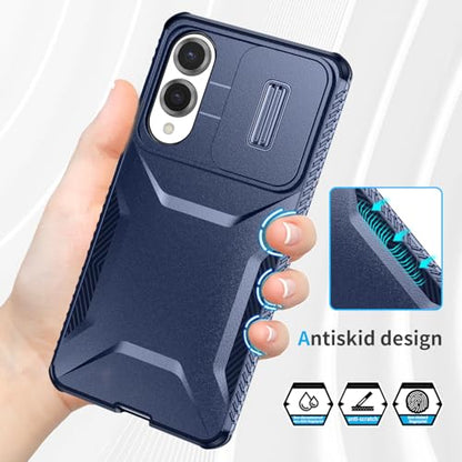 Asuwish Phone Case for Samsung Galaxy S25 Edge 5G with Screen Protector and Slide Camera Cover Rugged Hybrid Shockproof Protective Cell Accessories S25Edge 25S S 25 25Edge 6.66 2025 Women Men Blue - color: Blue