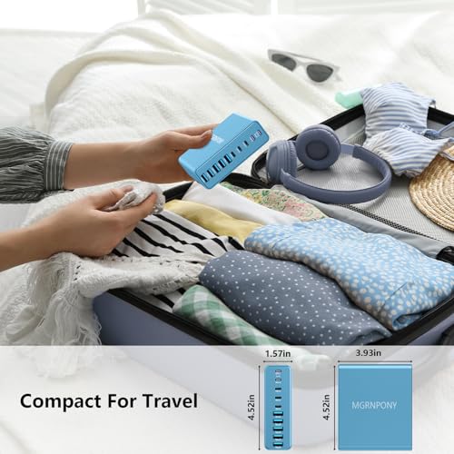 320W USB C Charger Block, MGRNPONY 10-Port GaN USB C Charging Station - color: Light Blue
