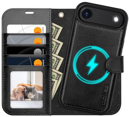 OCASE for iPhone Air Detachable Wallet Case with Card Holder, 2 in 1 PU Leather Flip Folio with RFID Blocking Stand Wrist Strap Shockproof Phone Cover 6.5 Inch 2025, Black - color: Black, size: iPhone Air