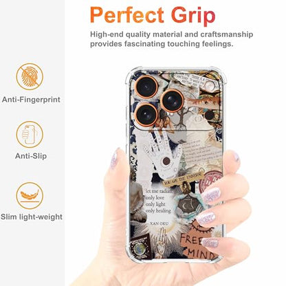Case for iPhone 17 Pro with Aesthetic Beige Desgin,Spiritual Hippie Quotes Collage,Clear Soft TPU Bumper Phone Cover,6.3"(Beige,17Pro) - color: Beige, size: iPhone 17 Pro