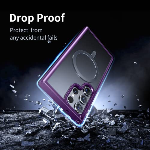ANNGELAS for Samsung Galaxy S23 Ultra Mag Safe Case,Slim Shockproof Protective Cover with Magnetic,Frosted Hard Back Soft Silicone TPU Bumper Phone Case Compatible Galaxy S23 Ultra 6.8inch,Purple - color: Matte Purple