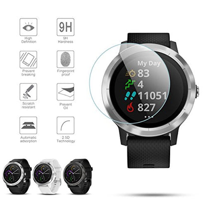Diruite 4-Pack for Garmin Vivoactive 3 Tempered Glass Screen Protector, 2.5D 9H Hardness Screen Protective Film [Anti-Scratch]