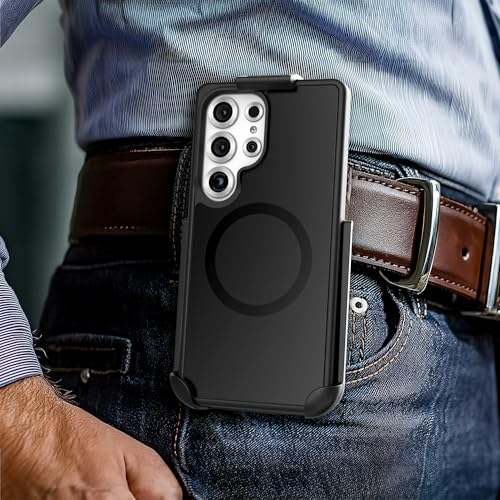 Encased Belt Holster Case for Samsung Galaxy S25 Ultra, (Slim Fit) Case with Rotating Phone Holder Clip (Magnetic, Compatible with MagSafe) Matte Black - color: Black, size: S25 Ultra