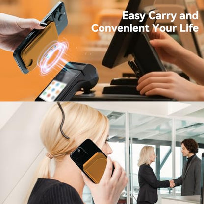 for MagSafe Wallet，Leather Magnetic Wallet for Phone with Adjustable Stand，5 Magnetic Credit Card Holder RFID Blocking for iPhone 17 16 15 14 13 12 Pro Max Series Air Cases (Brown) - color: Brown