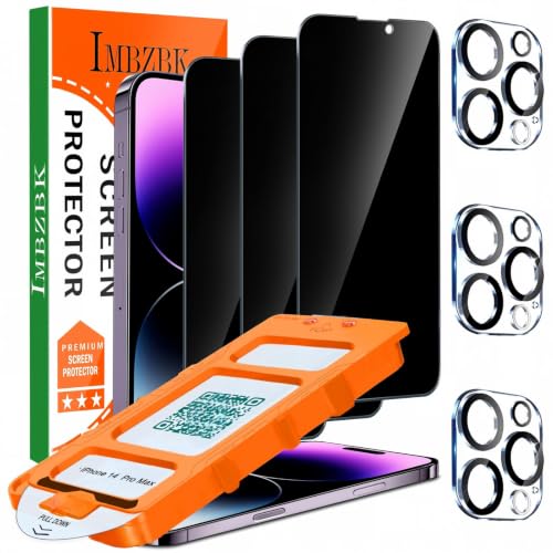 IMBZBK Privacy Screen Protector for iPhone 14 Pro Max, 3+3 Pack - color: 14 Pro Max-Black