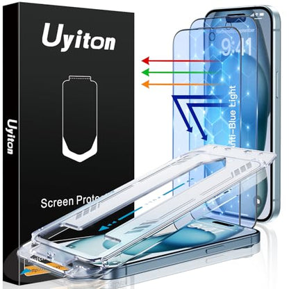 Uyiton Anti-Blue Light for iPhone 15 Screen Protector - size: iPhone 15 - 6.1 inch