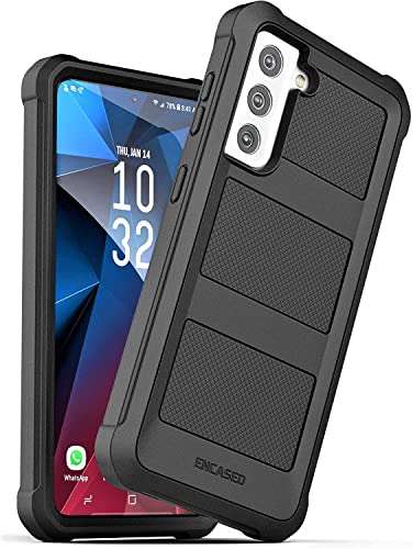 Encased Falcon Designed for Samsung Galaxy S21 FE Belt Clip Case, Full Body Protective Phone Case with Holster (Black) - size: S21 FE