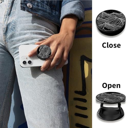 2 Pack Cell Phone Grip with Expanding Kickstand, White Mountain Range - color: Black White Mountain Range