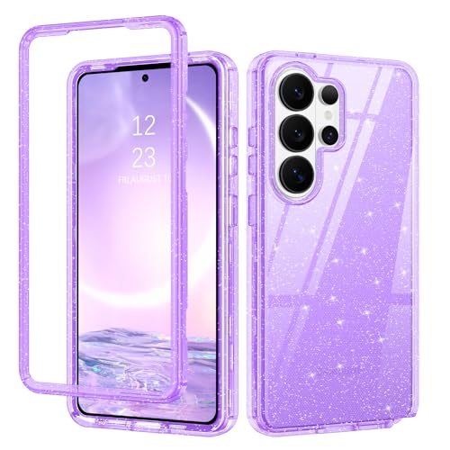 DUEDUE for Samsung Galaxy S26 Ultra Case Glitter, Clear Anti-Yellowing Shockproof Protective Transparent Cover Bling Sparkle Phone Case for Galaxy S26 Ultra 6.9", Purple/Glitter - color: Purple/Glitter, size: for Samsung S26 Ultra 6.9"