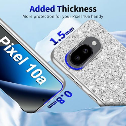 Glitter Case for Google Pixel 10A Phone Case for Women Girls, Slim Ultra Thin Matte Back Shockproof Protective Cover for Google Pixel 10A 5G Crystal Bling Case (Silver) - color: Silver