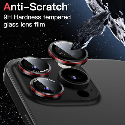 JETech Camera Lens Protector for iPhone 15 Pro/15 Pro Max, Black+Red, 1 Set - size: iPhone 15 Pro/15 Pro Max