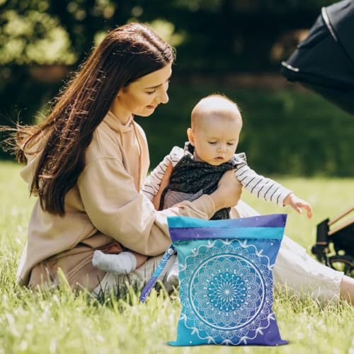 Mandala Large Wet Bag Travel Laundry Bags - Waterproof with Handle, Washable Dirty Clothes Bags for Travel, Wet & Dry, Gym Bag, Swimming Pool, College Dorm - color: Mandala2