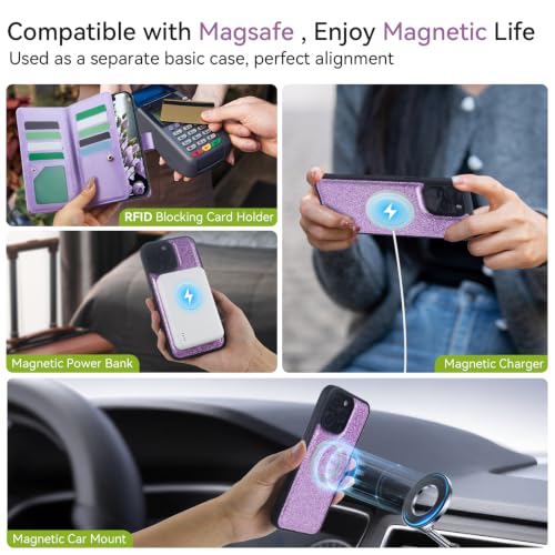 Varikke Wallet Case for iPhone 13 Pro Max Compatible with Magsafe, L-Purple - color: (Compatible with MagSafe) Light Purple, size: iPhone 13 Pro Max 6.7"