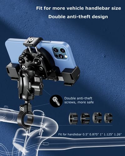 Kewig Motorcycle Phone Mount with Vibration Dampener & Not Block Camera