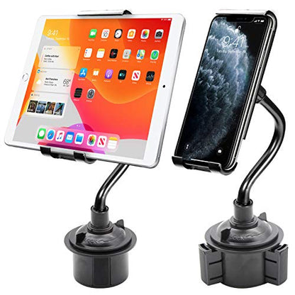 Cellet Tablet & Phone Holder for Car, iPad Truck Cup Holder Mount Compatible with iPad Pro Air Mini iPhone 14 Pro Max Plus 13 12 11 Samsung Z Fold Z Flip Tablet G Pad Kindle Fire HD 8 10