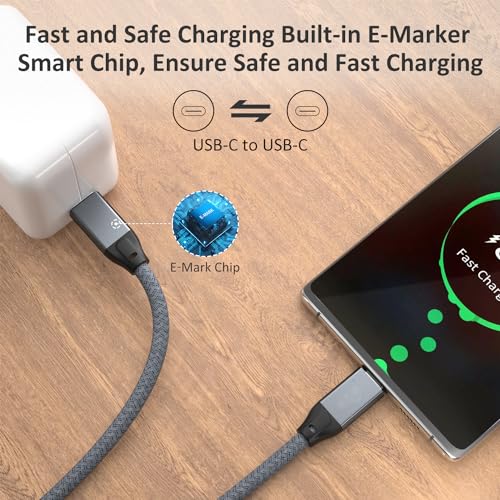 USB C to USB C Cable 15ft 2Pack, Long USB-C 3.2 Gen 2X2 20Gbps Data Cable - color: Gray, size: 15FT(2PACK)