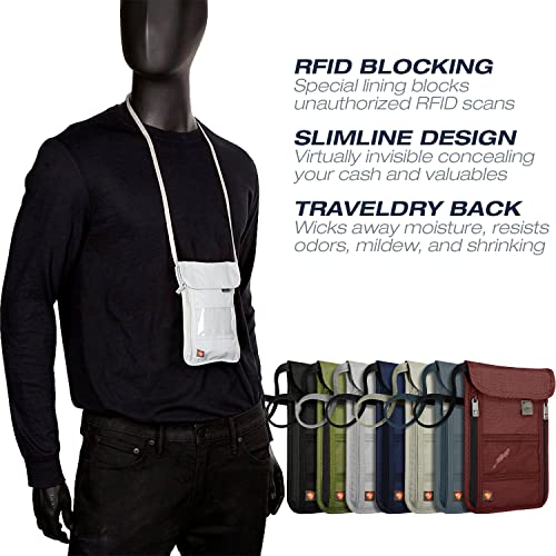 Lewis N. Clark Stash Neck Travel Wallet | RFID Blocking Passport Holder | Protect Personal Information | Navy - color: Navy