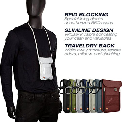 Lewis N. Clark Stash Neck Travel Wallet | RFID Blocking Passport Holder | Protect Personal Information | Navy - color: Navy