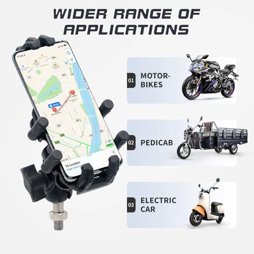 Motorcycle Phone Mount Holder with Vibration Dampener Motorcycle Cell Phone Holder 360 Degree Adjustable Rotation Motorbike Rearview Mirror Mount (M10 Ball Head Mount) - size: M10 Ball Head Mount