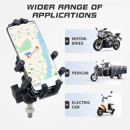 Motorcycle Phone Mount Holder with Vibration Dampener Motorcycle Cell Phone Holder 360 Degree Adjustable Rotation Motorbike Rearview Mirror Mount (M10 Ball Head Mount) - size: M10 Ball Head Mount