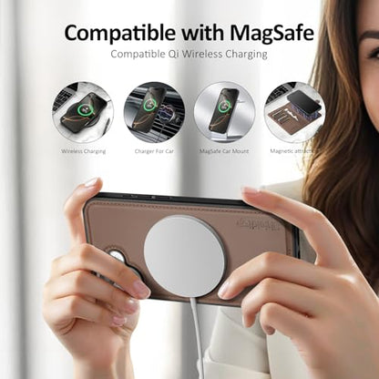Shieldtop Compatible with MagSafe iPhone 17 Wallet Case,Coffee | 2 in 1 Detachable Magnetic,Credit Card Holder Slots,RFID Blocking,PU Leather,Kickstand,Flip Folio Phone Cover for Men & Women - color: Coffee, size: iPhone 17 - 6.3"
