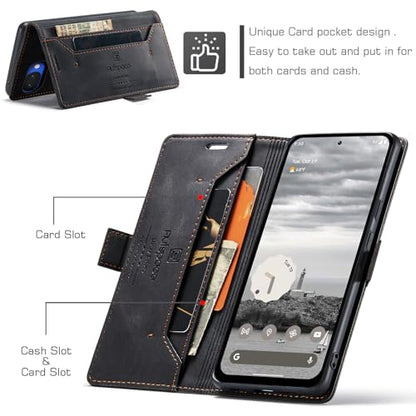 HAII Case for Google Pixel 10a 6.3",PU Leather Folio Flip Wallet Case with Card Holster Stand Kickstand Magnetic Closure Shockproof Phone Cover for Google Pixel 10a (Black) - color: Black