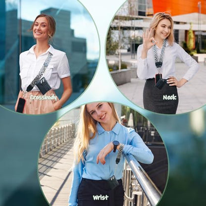 Clip and Go Phone Strap with Wallet Crossbody, Phone Chain Cross Body with Detachable Zippered Pouch, Phone Lanyard with Purse, Adjustable Mobile Strap(Leopard) - color: Leopard
