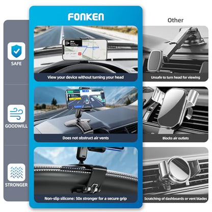 Universal 360 Dashboard Cell Phone Holder, Clip Car Phone Holder Mount
