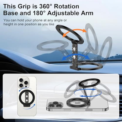 Magnetic Phone Ring Holder with Magsafe, Double Adjustable Finger Ring Grip - color: Black1