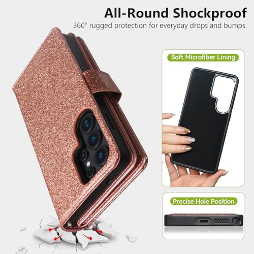 Varikke for Galaxy S26 Ultra Wallet Case Magnetic Detachable, Rose Gold - color: Rose Gold, size: Galaxy S26 Ultra 6.9"