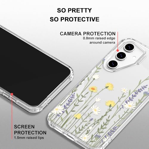 MOSNOVO Case for Samsung Galaxy S24 FE, [Buffertech 6.6ft Military-Grade Drop Protection] [Anti Peel Off Tech] Clear TPU Bumper Phone Case Cover Design - Wild Meadow - color: Clear - Wild Meadow, size: Samsung Galaxy S24 FE