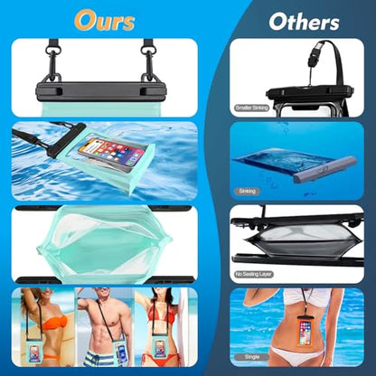 PEDVSTY Large Waterproof Phone Pouch with Sealing Strip, Floating Dry Bag | Expandable Space, Double Seals, IPX8 Waterproof Bag, Touch Screen, Fit All Phones, Kayak Pool Beach Cruise Essentials, Green - color: Green, size: Large (Up to 8.5")