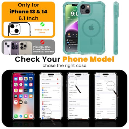 WRJ MaWRJ Magnetic Matte for iPhone 13 Case,iPhone 14 Case,[Compatible with MagSafe][Military Grade Drop Protection] Translucent Anti-Fingerprint Full Body Shockproof Phone Case-Jade Green - color: Jade Green, style: Matte