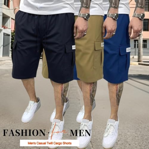 2 Pack Men's 10" Cargo Shorts Quick Dry Stretch Waist Hiking - color: Black+blue, size: XX-Large