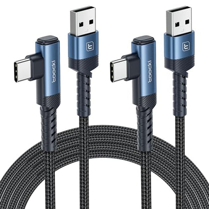 toocki USB C Cable Right Angle, 2-Pack 10ft USB A to USB C Charger Cable - color: Blue, size: 10FT+10FT
