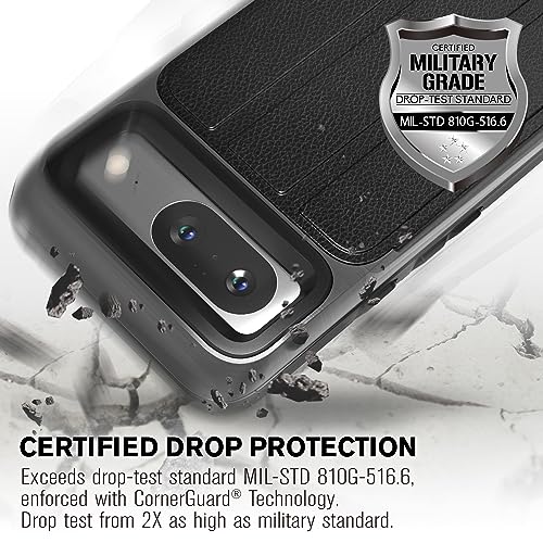 VENA vCommute for Google Pixel 8 Wallet Case, Black | Military-Grade Drop Protection, Premium Leather Magnetic Flap Cover, Hidden Card Holder, RFID Blocking, Multi-Angle Kickstand - size: Google Pixel 8, style: Pixel 8