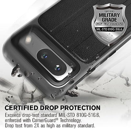 VENA vCommute for Google Pixel 8 Wallet Case, Black | Military-Grade Drop Protection, Premium Leather Magnetic Flap Cover, Hidden Card Holder, RFID Blocking, Multi-Angle Kickstand - size: Google Pixel 8, style: Pixel 8